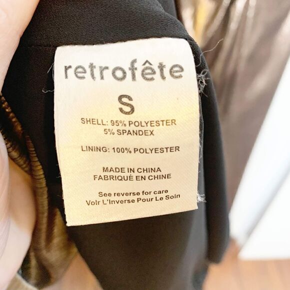 Retrofete Yesi Dress Bronze Gold Metallic Wrap Bodice Gown High Slit Women’s ~ S - Picture 11 of 15